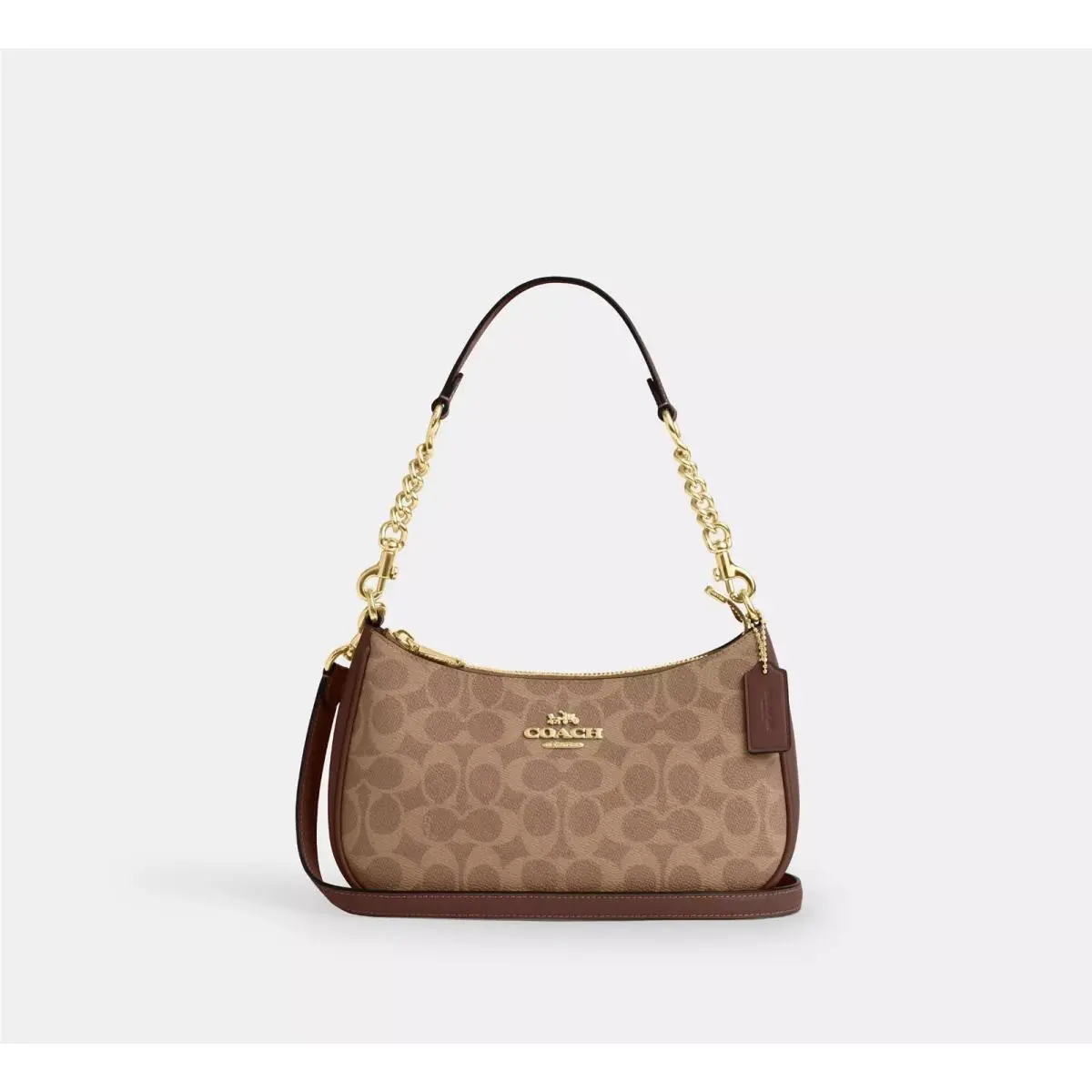 Coach Teri Shoulder Bag In Signature Canvas Gold/tan/brown Outlet