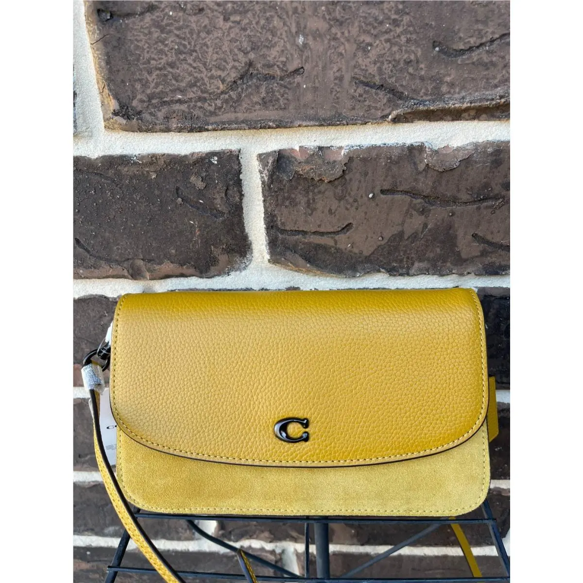 Coach Hayden Crossbody Mixed Leather Suede C5360 Flax Yellow