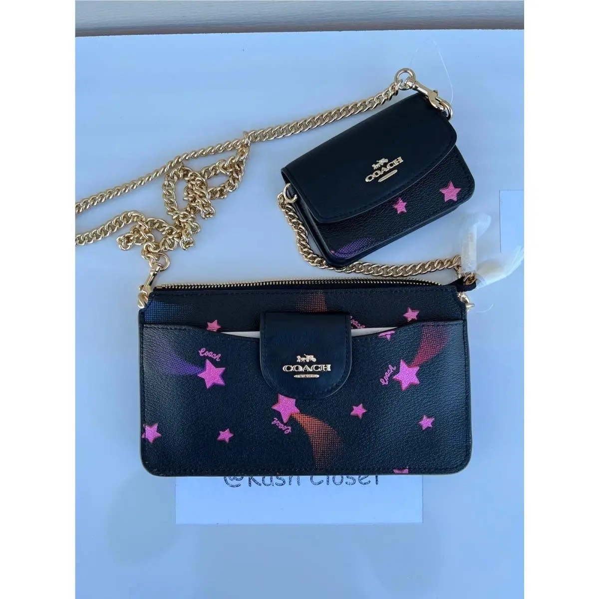Coach Poppy Crossbody Bag Disco Star Print Black Multi
