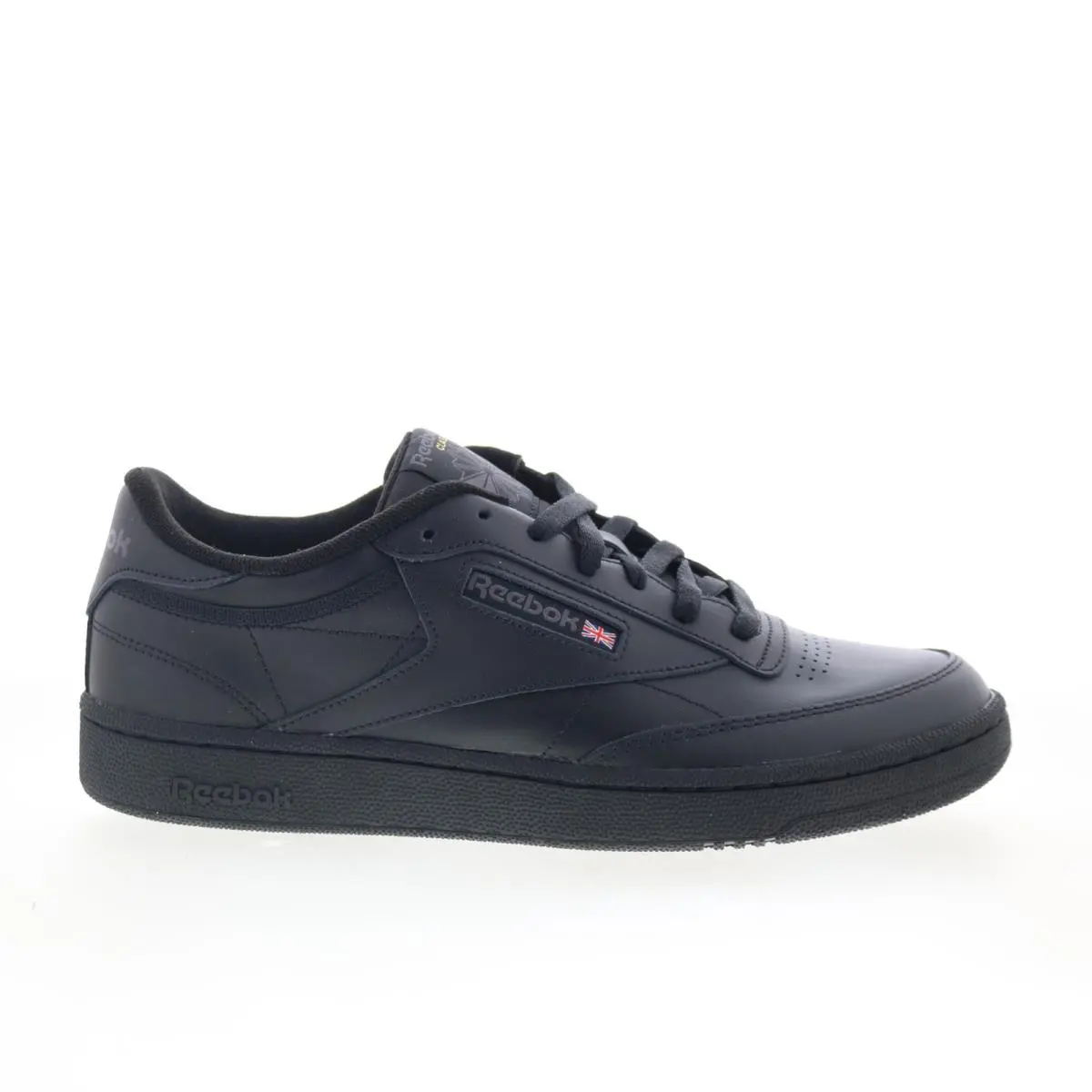 Reebok Club C 85 Mens Black Leather Lace Up Lifestyle Sneakers Shoes 11.5