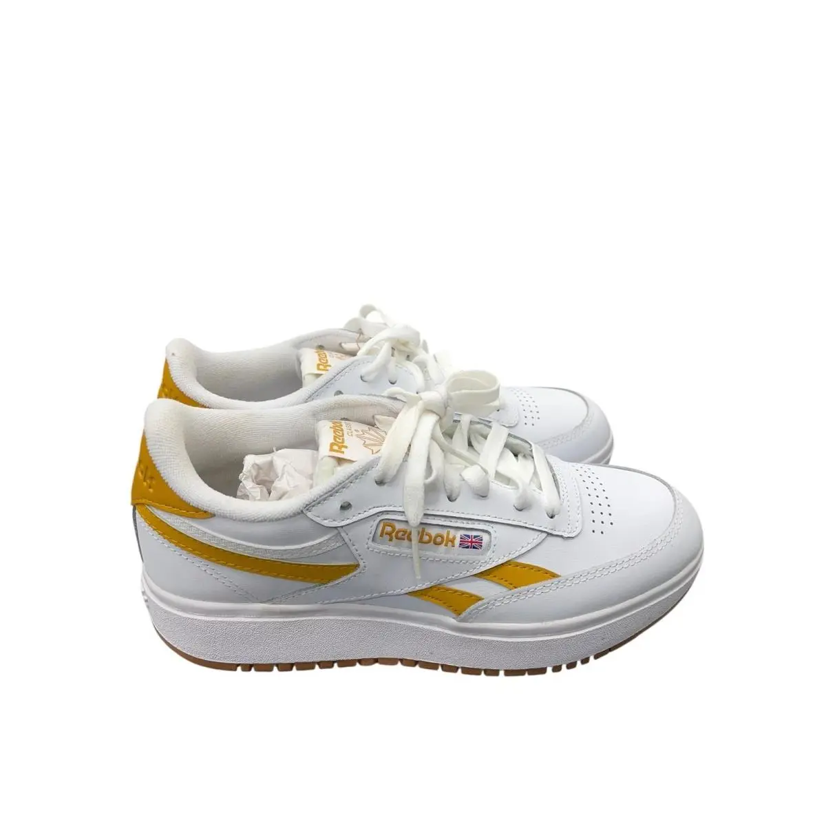 Reebok Women Club C Double Sneaker GY9740 White/bright Ochre/gum Size 7.5