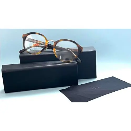 Christian Dior LADYDIOR04F 086 Geometric Brown Gold Eyeglasses 43