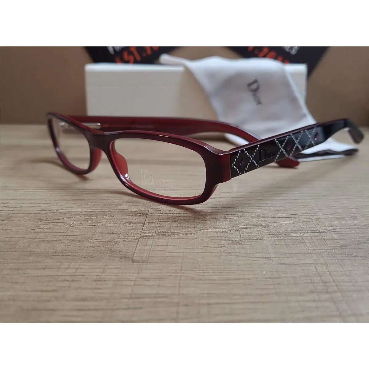 Vintage Christian Dior CD 3084 X76 Eyeglasses Burgundy w/ Rhinestones Rare