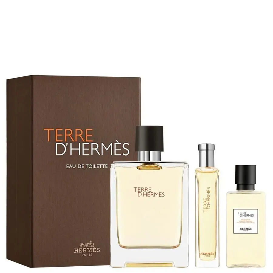 Hermes Terre D`hermes Set: Edt 3.4 Oz + Edt 15ml + SG 2.7 Oz