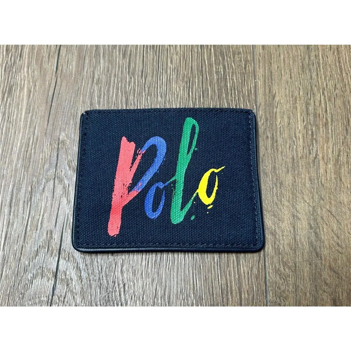 Polo Ralph Lauren Mens Navy Blue Woven Canvas Slim Card Case Wallet
