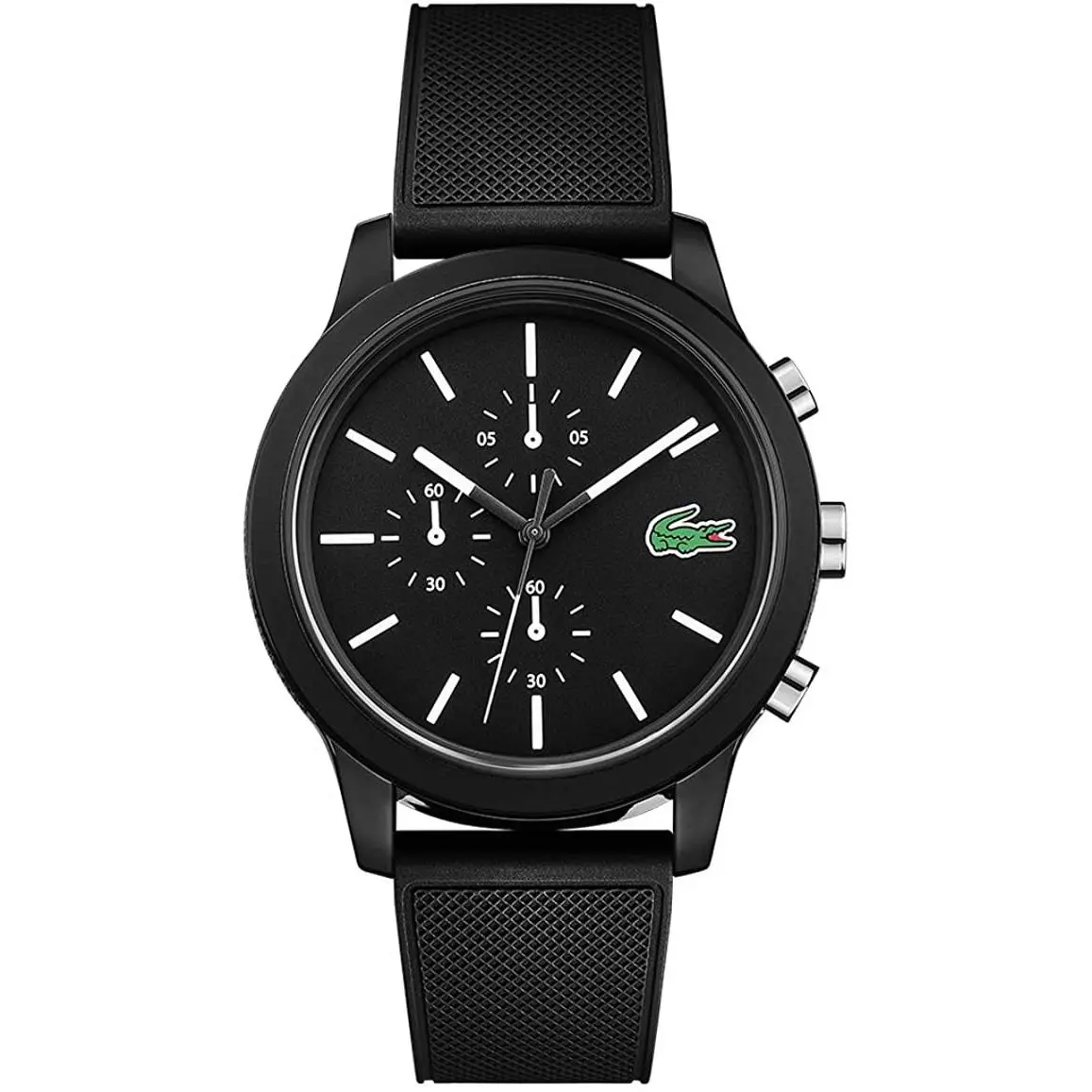 Lacoste Unisex L.12.12. 2010972 Chrono TR90 Black Rubber Strap Watch 43mm