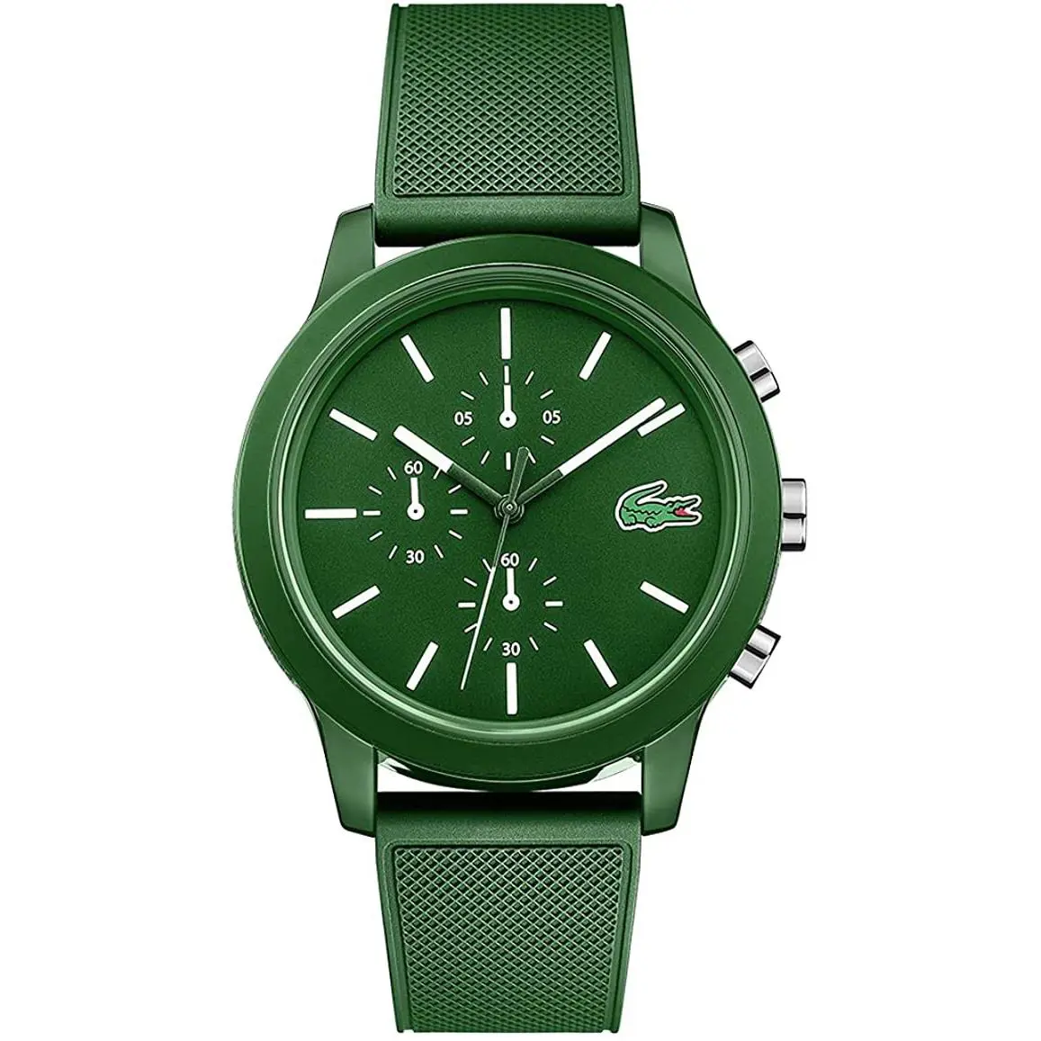 Lacoste Unisex L.12.12. 2010973 Chrono TR90 Green Rubber Strap Watch 43mm