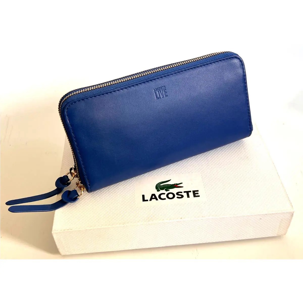 Lacoste L VE Double Zip Leather Clutch/wallet All-in-one Organizer