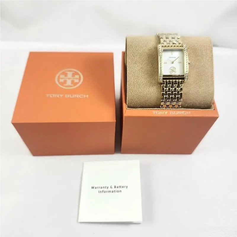 Tory Burch Gold Eleanor Crystal Watch Mother of Pearl TBW1073 +box