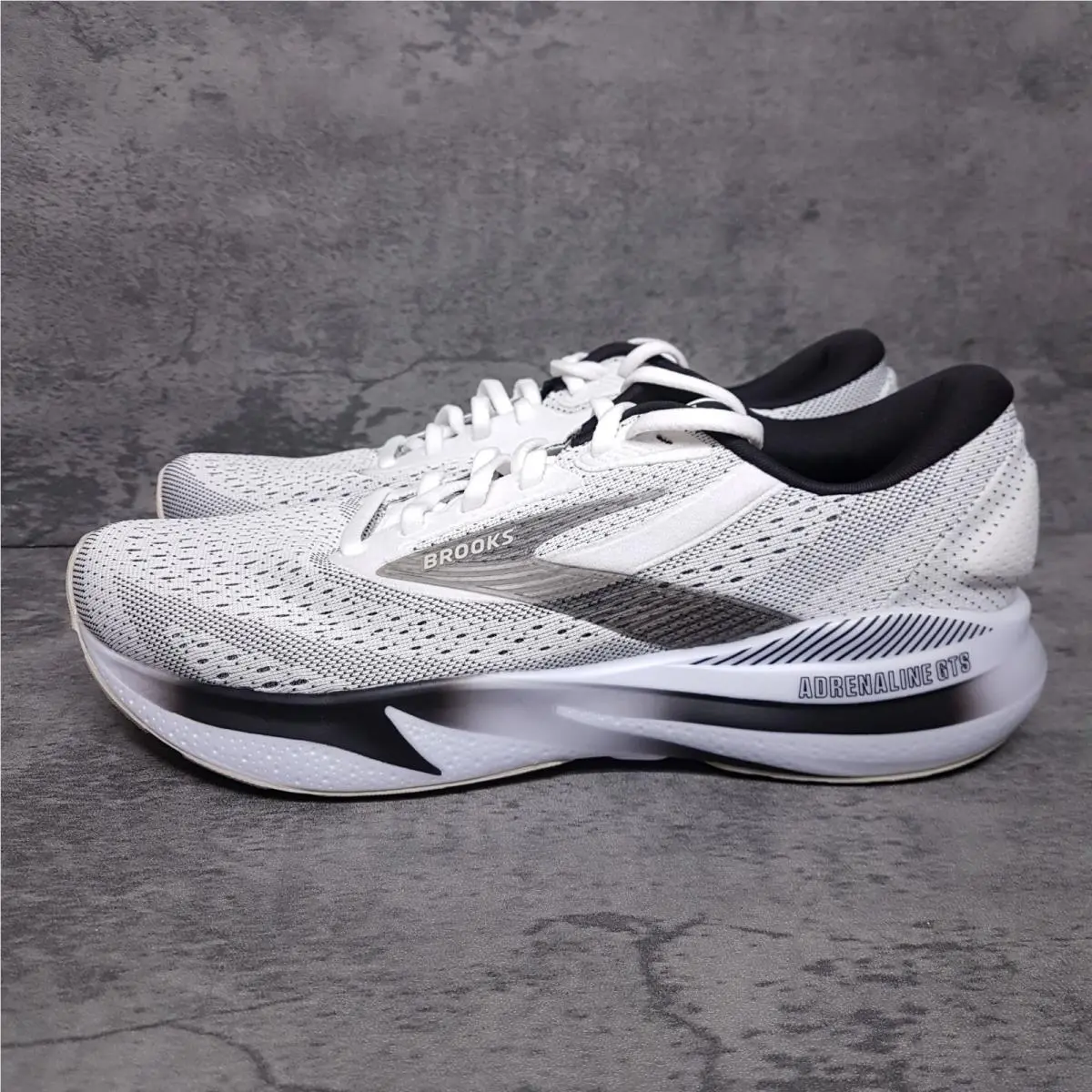 Brooks Adrenaline Gts 24 Running Shoes Mens 8.5 White Black Pelican 1104371D126