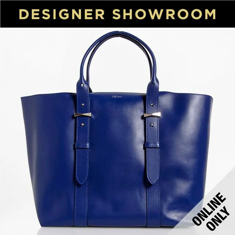 Alexander Mcqueen Leather Legend Tote Bag with Bonus Pouch Blue