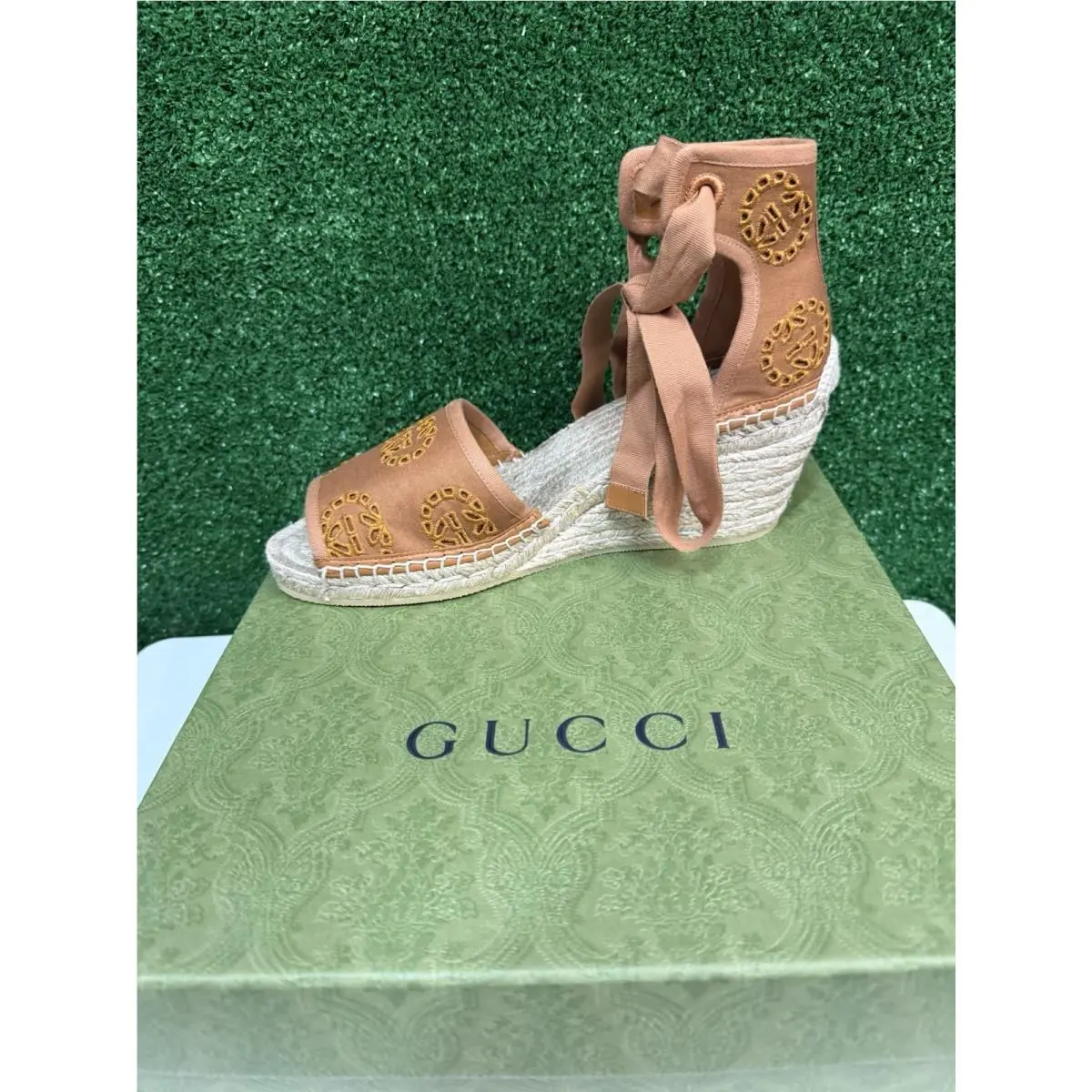 Caramel Brown Wedge Sandals Size 40 and Dust Bags by Gucci