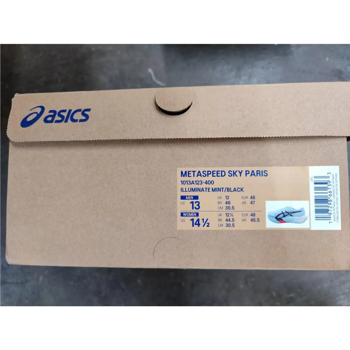 Asics Metaspeed Sky Paris Illuminate Mint Black 1013A123-400 Men’s Size 13