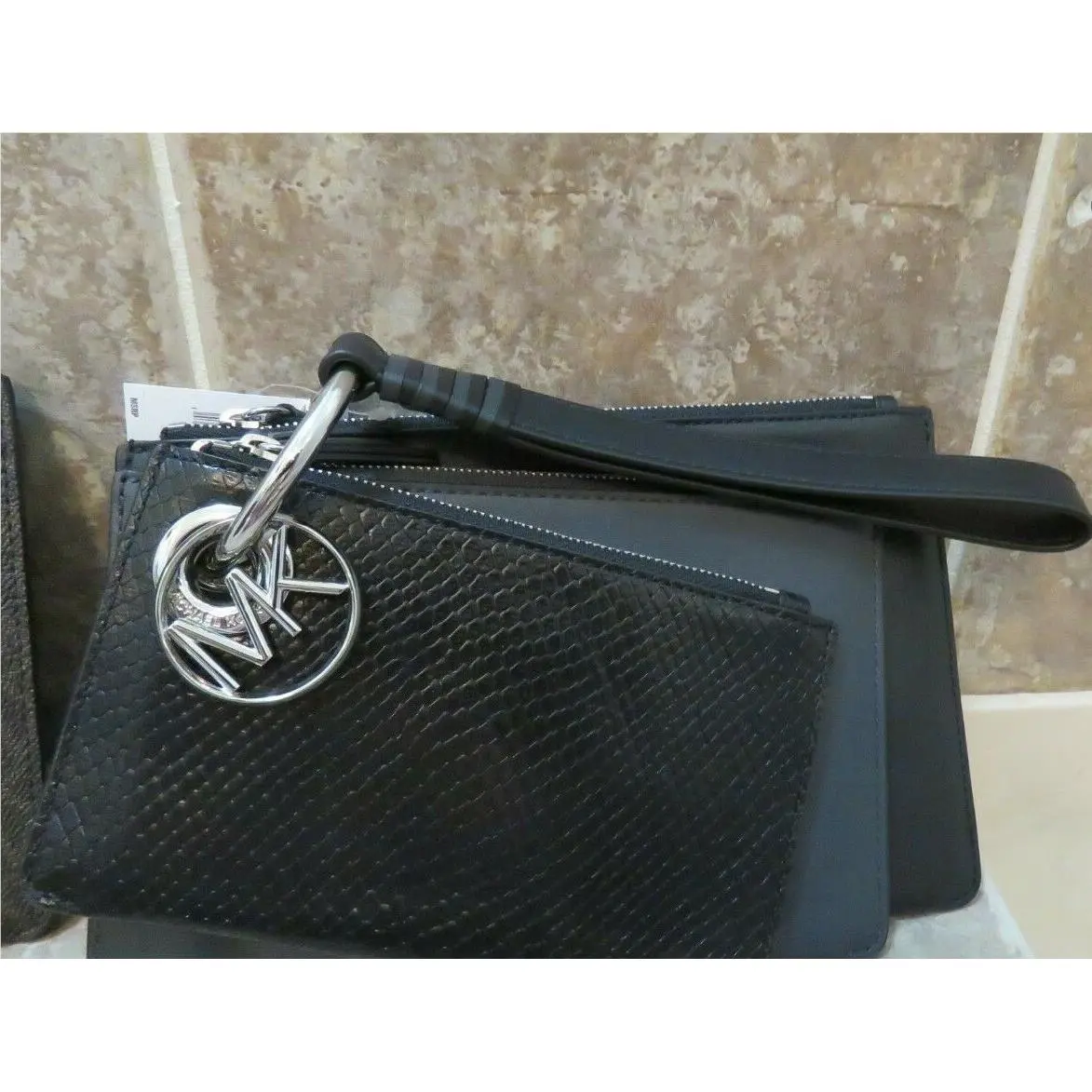 Michael Kors Wristlet/clutch Set: 3 Sizes + Charm + Ring + Strap Interchangeable