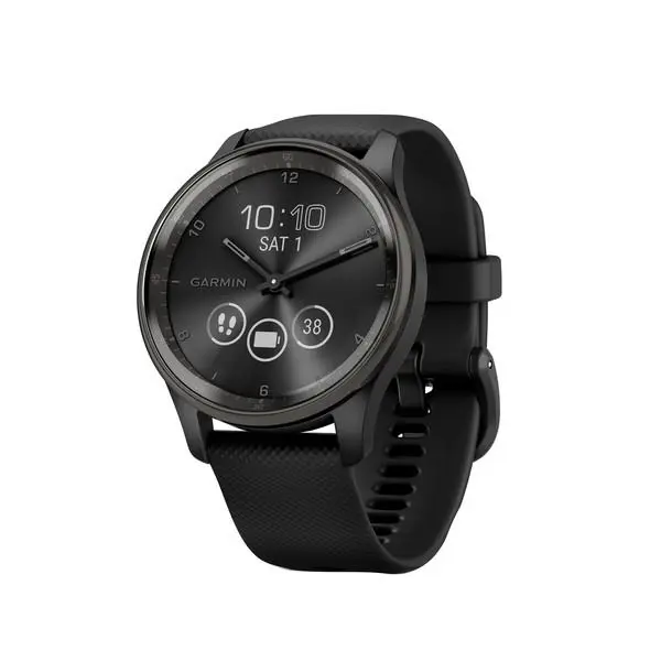 010-02665-00 Vivomove Hybrid Stainless Smartwatch Silicone Band Black by Garmin