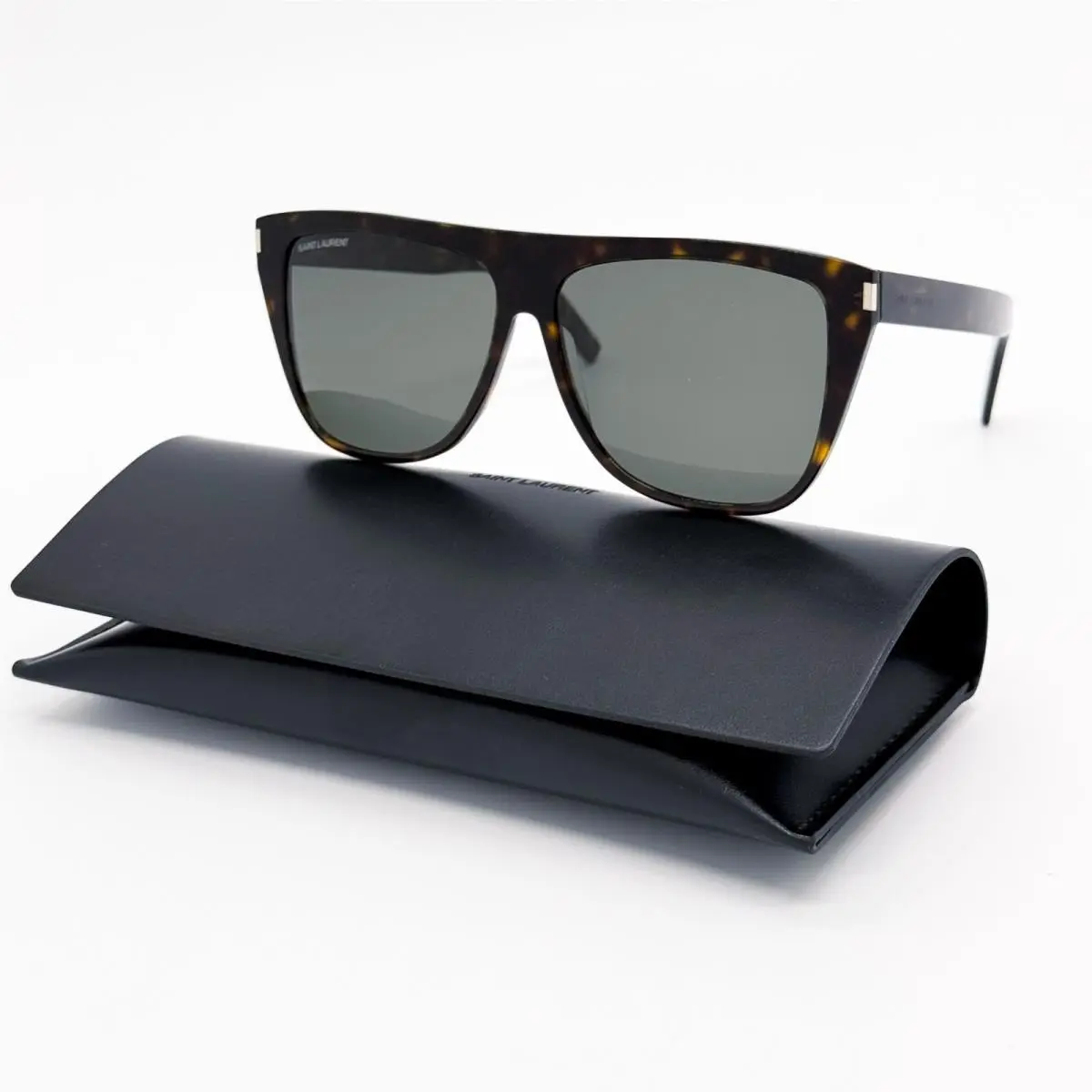 Saint Laurent Sunglasses SL1 Slim 002 Unisex Havana Square Eyewear SL 1 Slim by Yves Saint Laurent