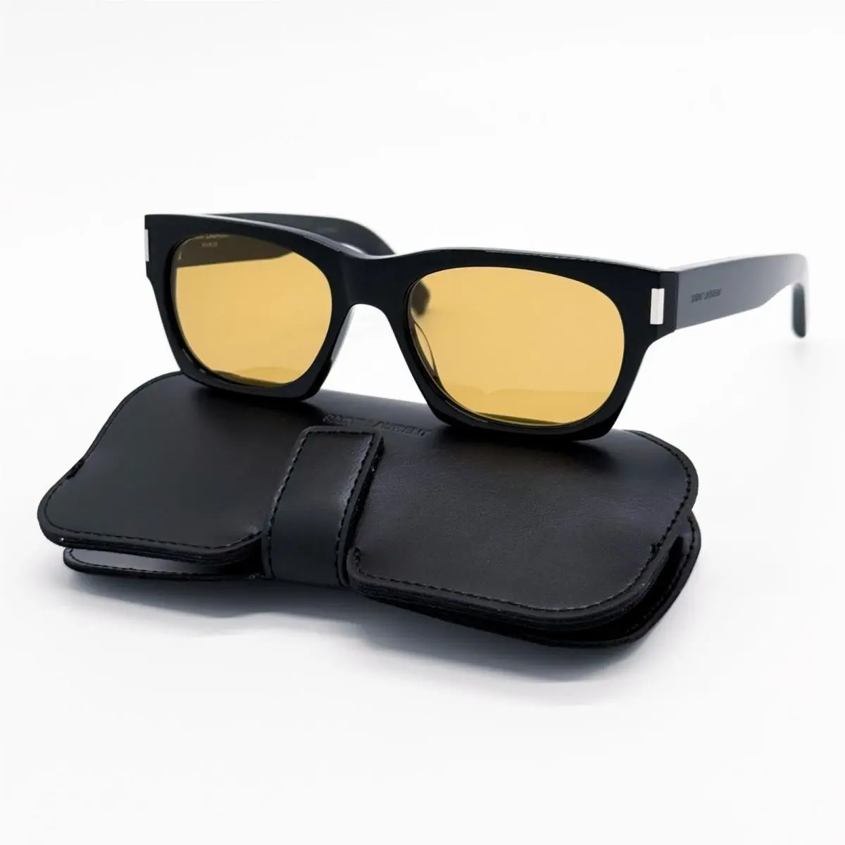 Saint Laurent Sunglasses SL402 010 Unisex Black/yellow Eyewear SL 402 010 by Yves Saint Laurent