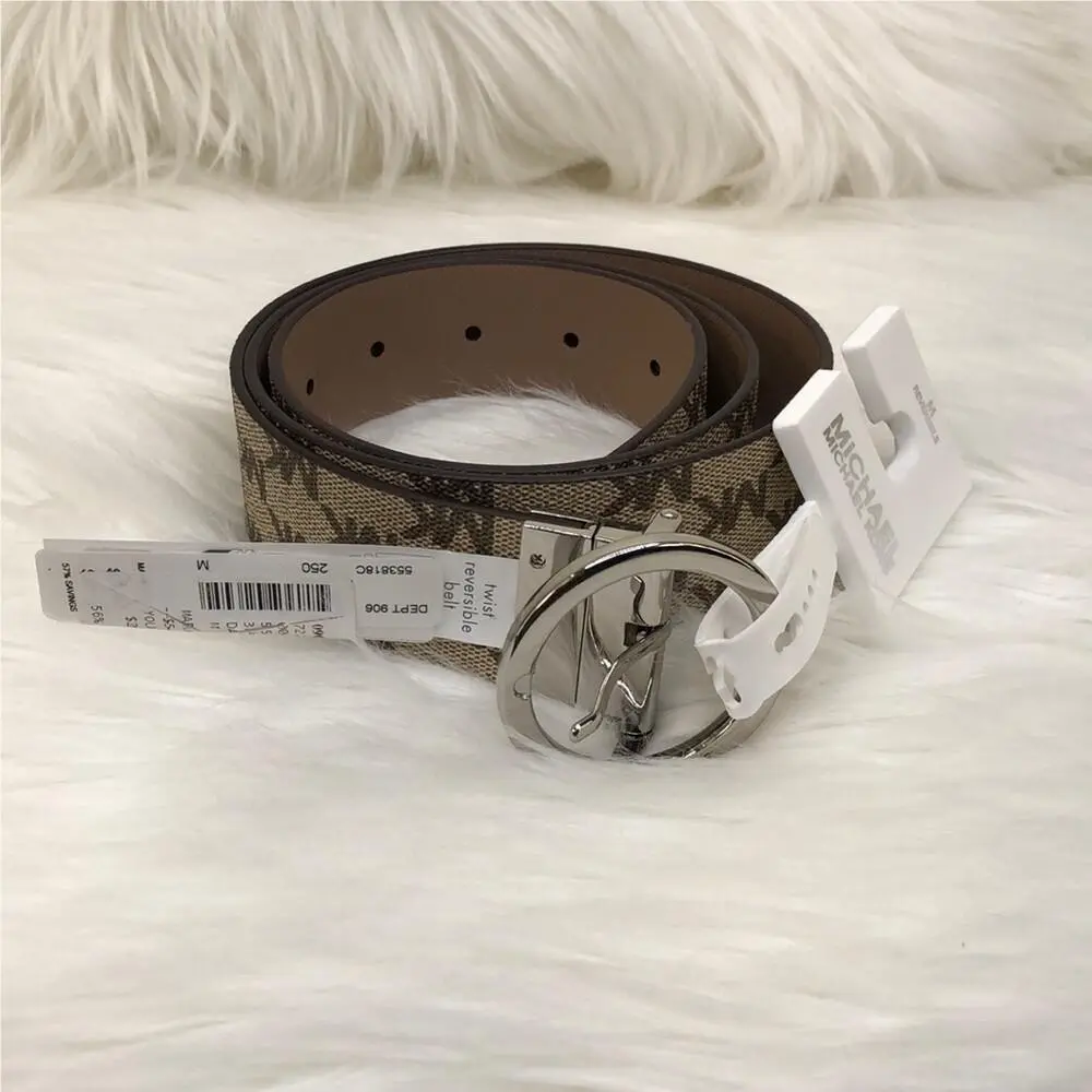 Tan Logo Monogram Reversible Belt sz Medium by Michael Kors