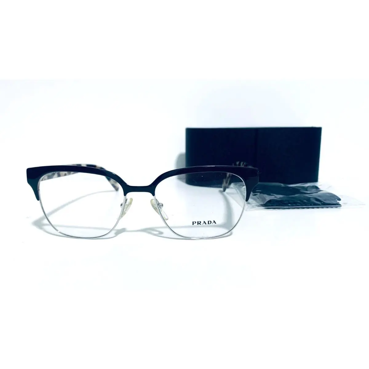 Prada Vpr 54S DHO-1O1 Brown Tortoise Silver Squre Eyeglasses 52-16-140 MM Italy