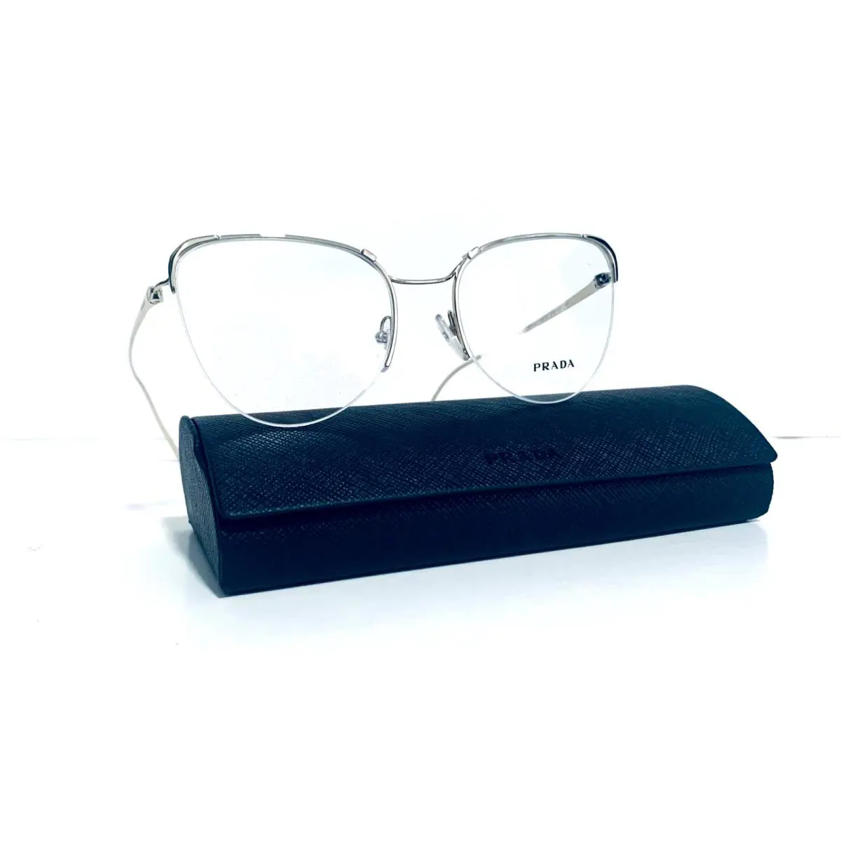 Prada Vpr 60U ZVN-1O1 Gold Cat Eye Semi Rimless Eyeglasses 53-19-140 MM Italy
