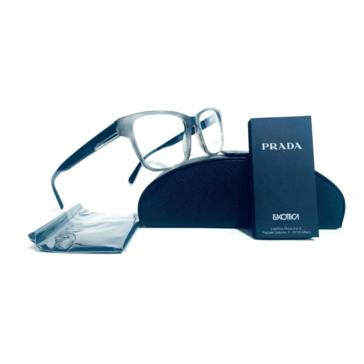 Prada Vpr 06U VYR-1O1 Gray Horn Mens RX Eyeglasses 54-19-145 MM Italy W/case