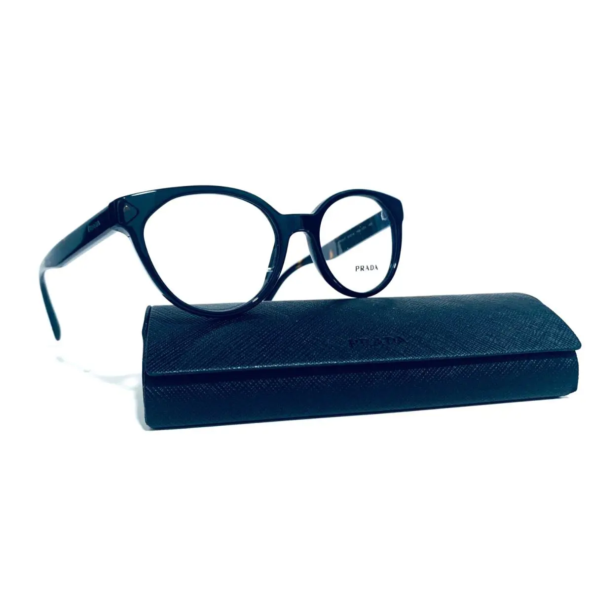 Prada Vpr 01T 1AB-1O1 Black Havana Cat Eye Eyeglasses 51-18-140 MM Italy VPR01T