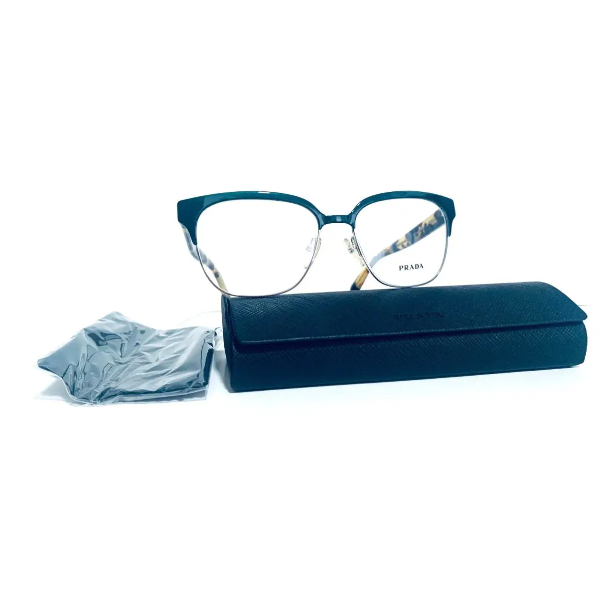 Prada Vpr 54S UEZ-1O1 Tortoise Green Cateye RX Eyeglasses 52-16-140 MM Italy
