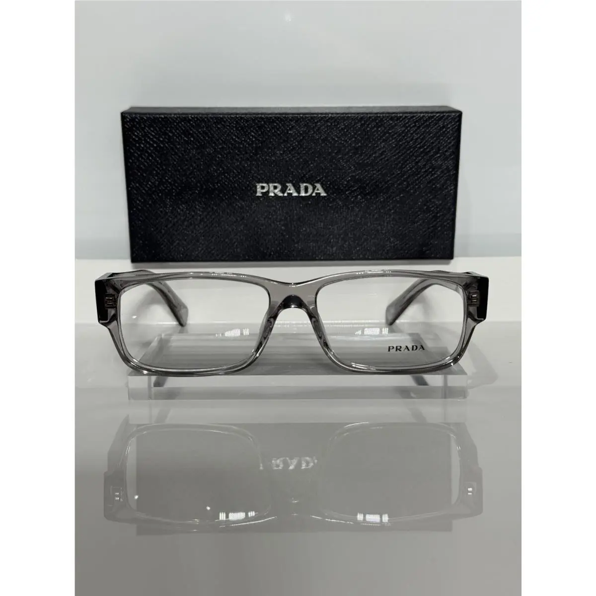 Vprb09 16Z-1O1 Gray Transparent Bold Acetate Men s Eyeglasses 57mm by Prada