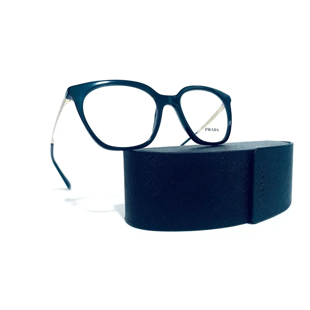Prada Vpr 11T 1AB-1O1 Black Gold Cat Eye RX Eyeglasses 51-17-140 MM Italy VPR11T