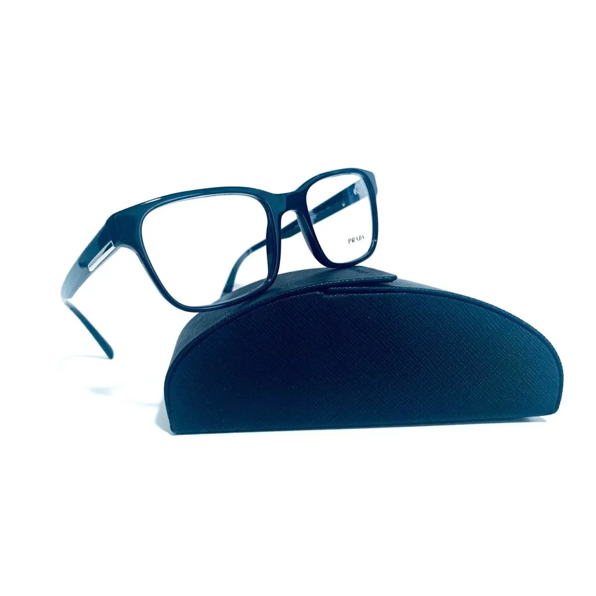 Prada Vpr 06U 1AB-1O1 Polished Black Mens RX Eyeglasses 54-19-145MM Italy W/case