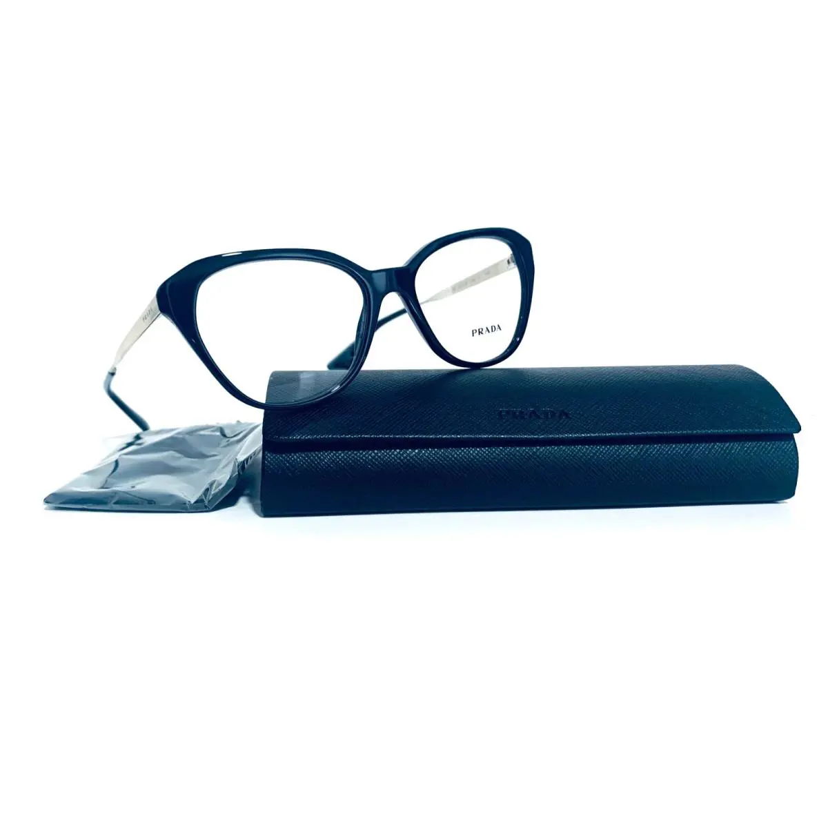 Prada Vpr 28S 1AB-1O1 Black Gold Cat Eye Eyeglasses 52-16-140 MM Italy VPR28S