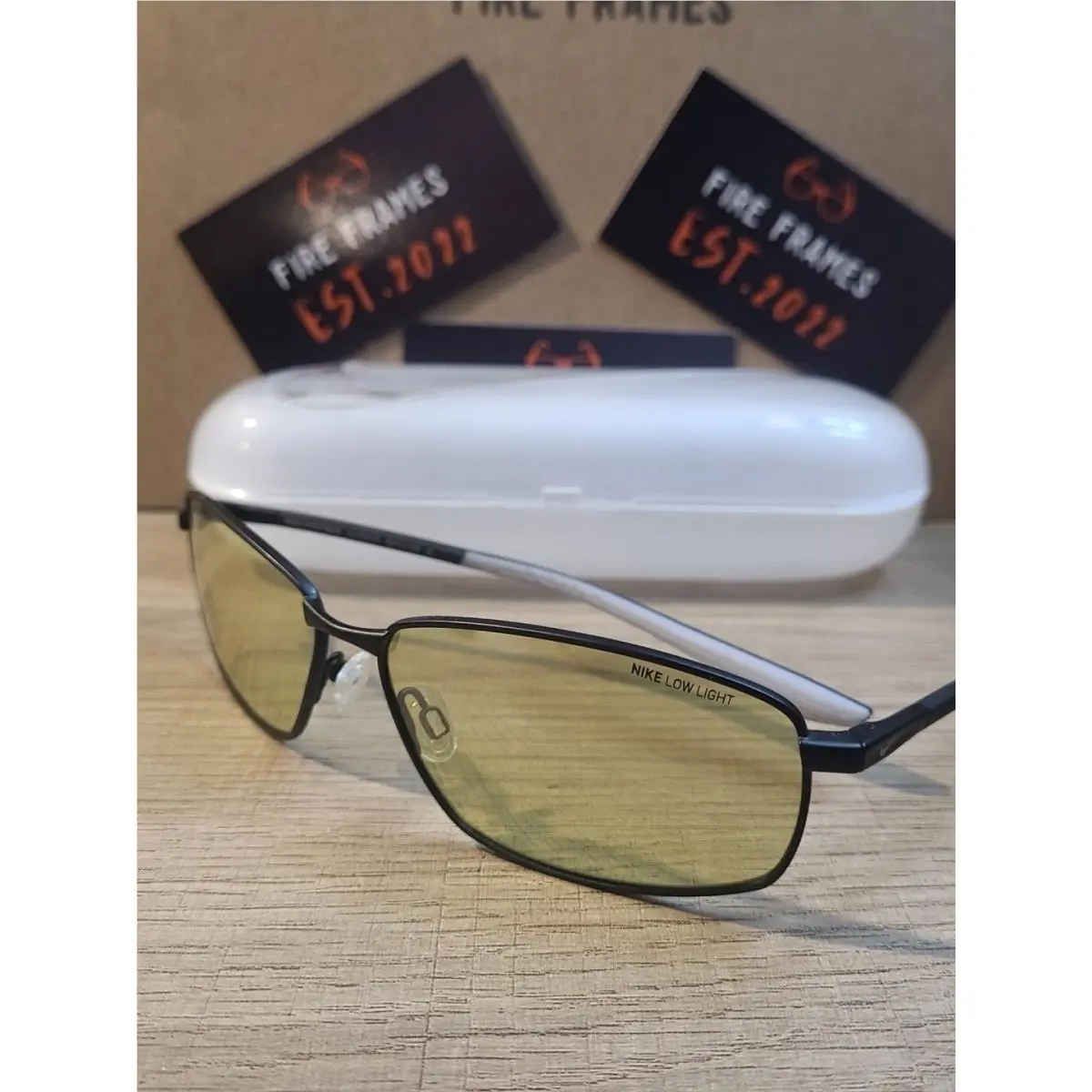 Nike Pivot Six E Sunglasses EV1092 020 2107 Black/gray Frames w. Yellow Lens