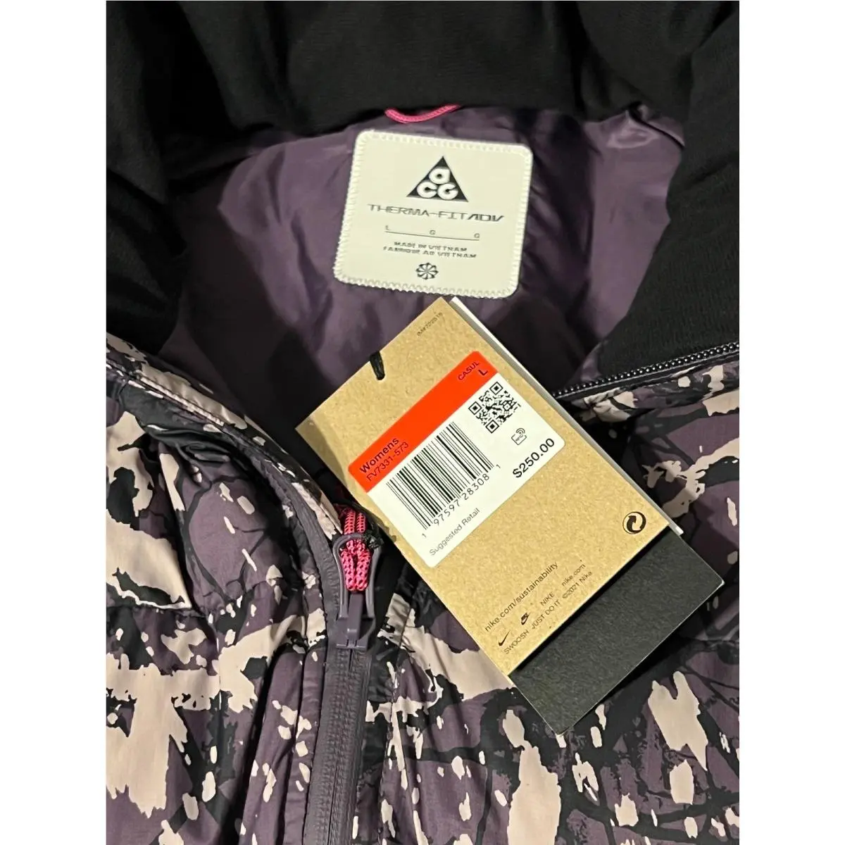 Nike clothing - Nike ACG Therma FIT ADV Puffer Vest - FV7331 573 - Dark Raisin & Black & Summit White (UPC: 197597283081) 6
