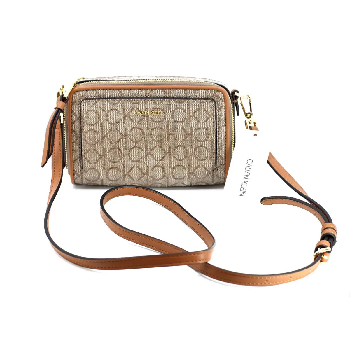 A8 Calvin Klein Margot Monogram Logo Crossbody Shoulder Purse Bag
