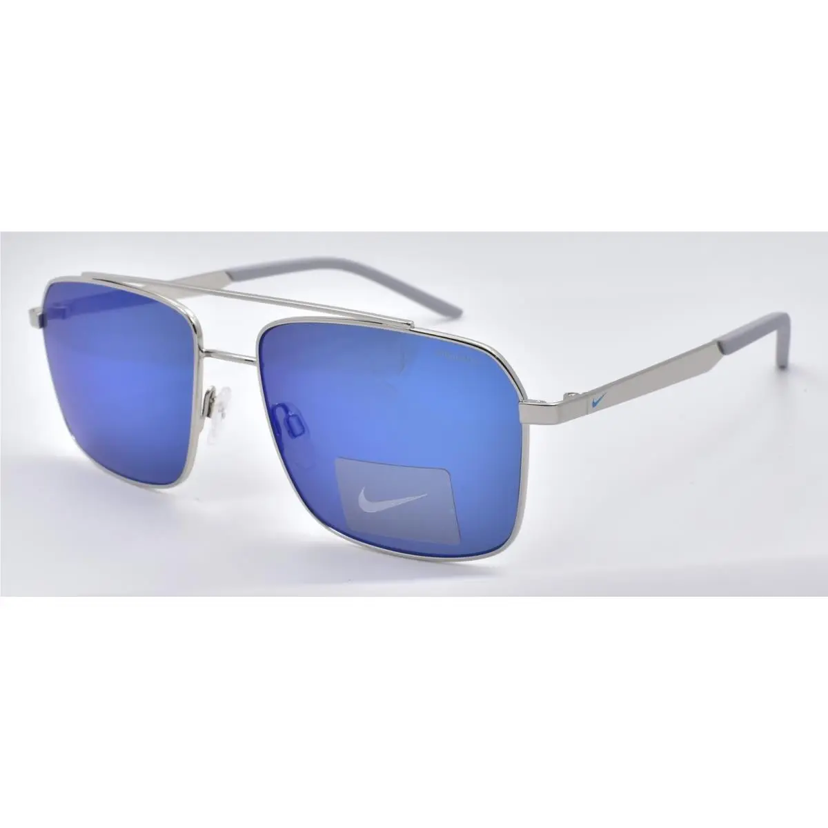 Nike Traveler Strike IB3676X 032 Men`s Aviator Sunglasses Silver / Blue Mirror