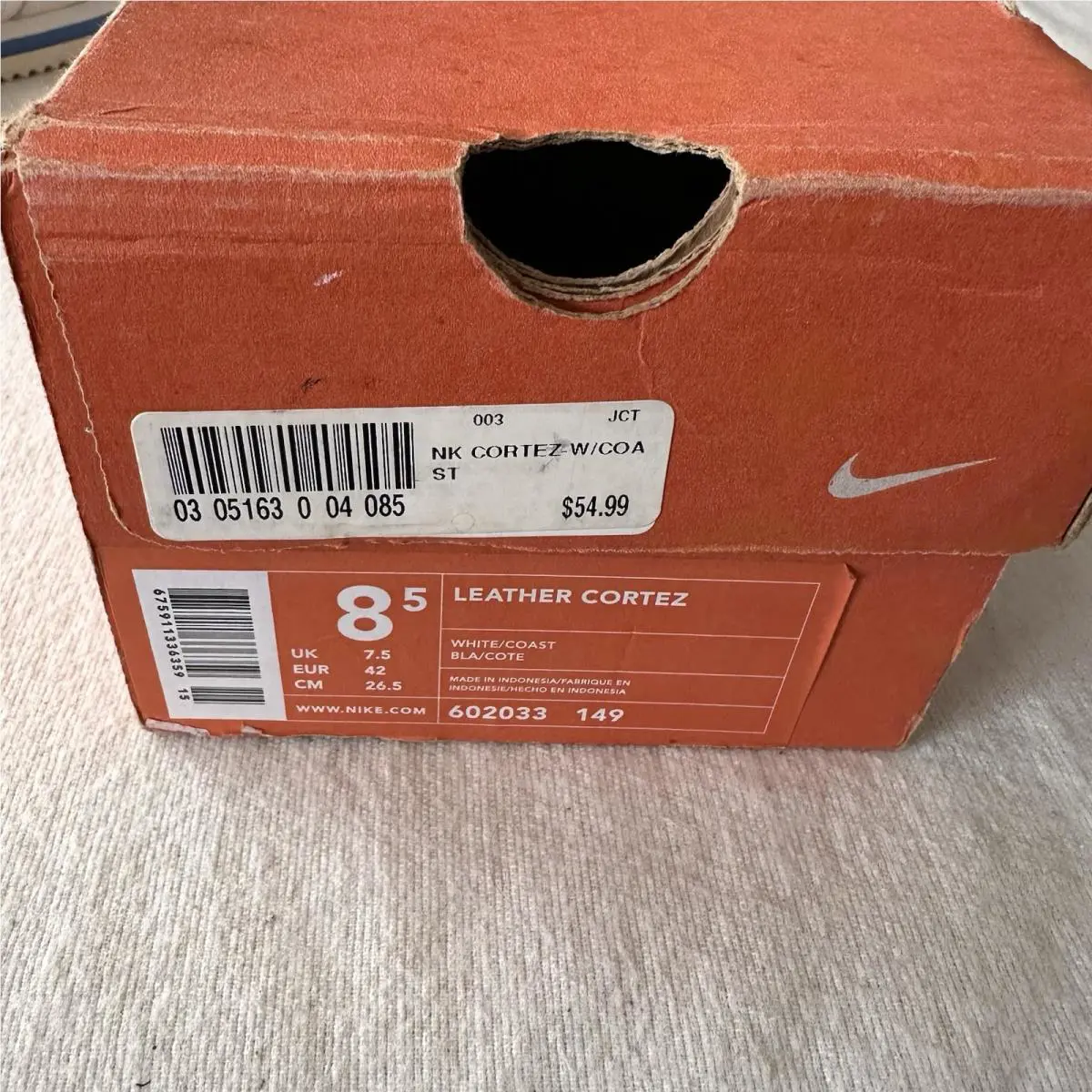 Nike shoes - Nike Leather Cortez - Leather Cortez - 602033-149 - White/Coast (UPC: 0675911336373) 10