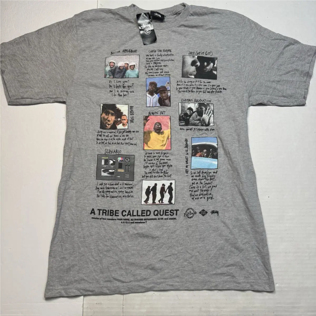 Stussy x A Tribe Called Quest Collage Tee in Hthr. Grey Size: M W/ Tag