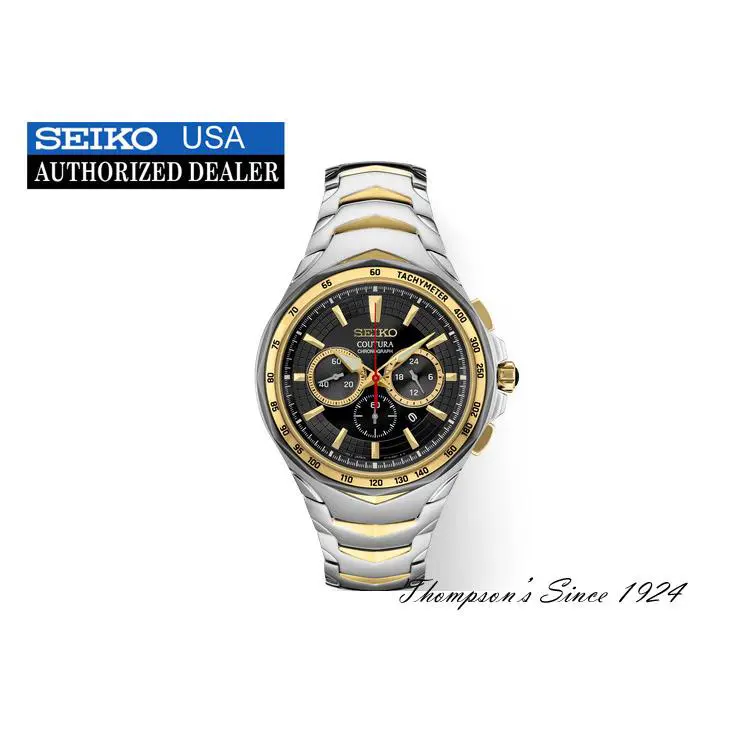 Seiko Quartz Chronograph From The Coutura Collection SRWZ26 - Dial: Black, Bezel: Gold