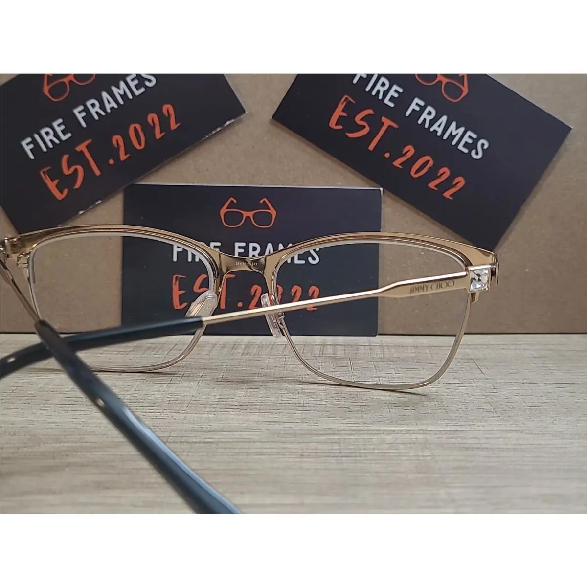 Jimmy Choo JC348 I46 Gold Black w. Diamonds Eyeglasses Frames 54-17-145