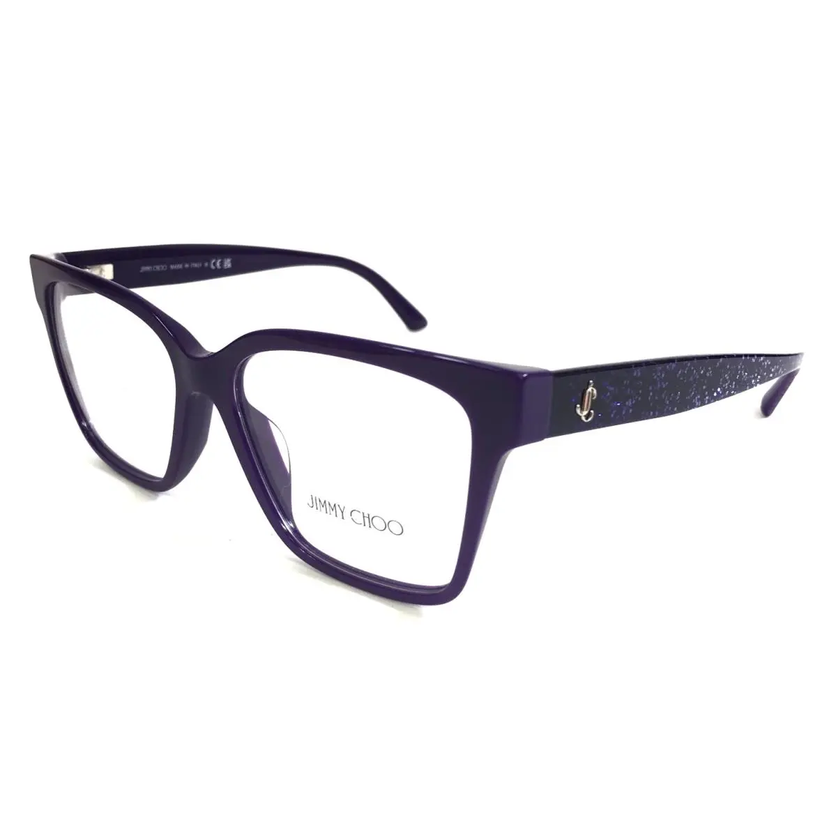 Jimmy Choo Eyeglasses Frames JC3006U 5050 Purple Sparkly Gold Cat Eye 55-16-140