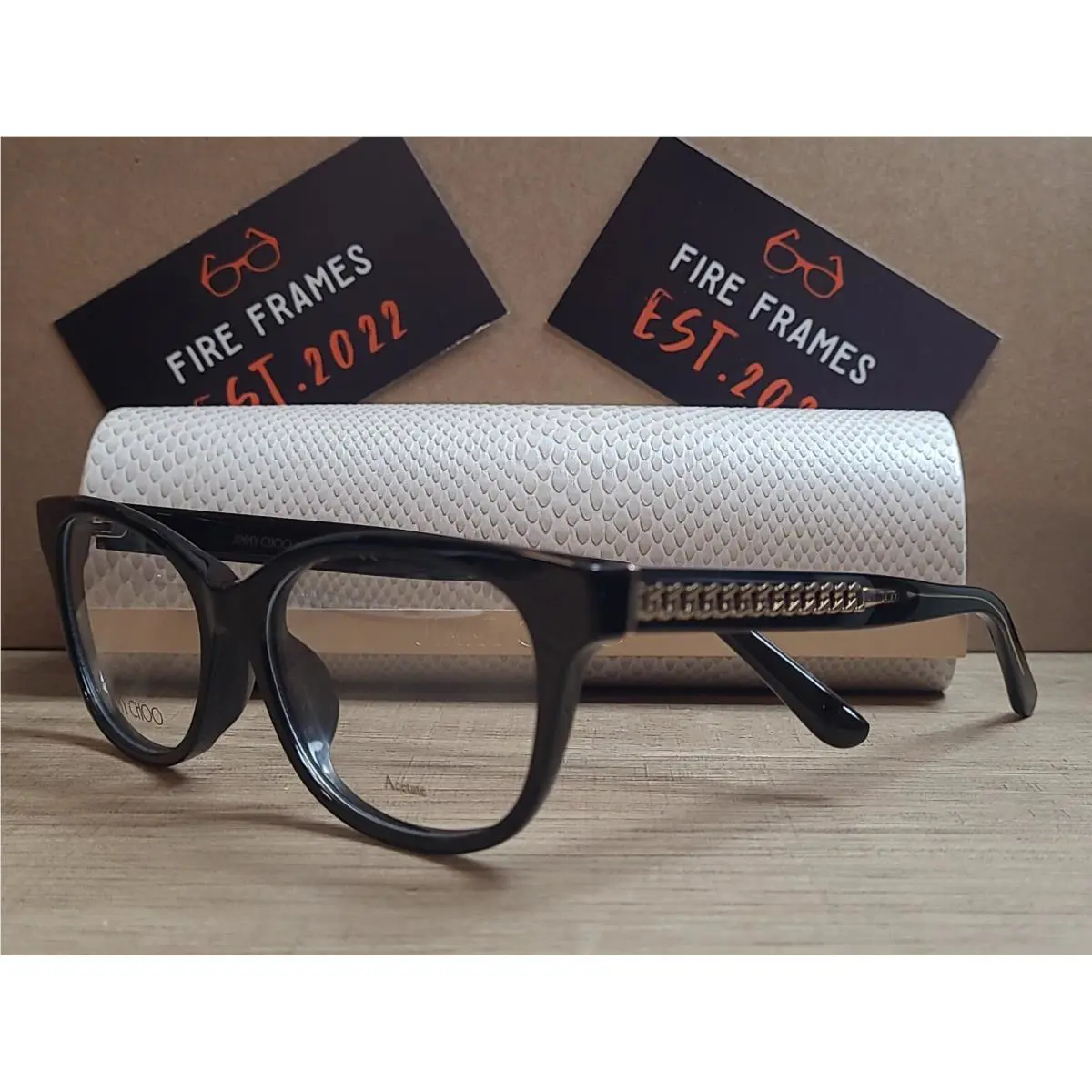 Jimmy Choo JC 198/F 807 Black Gold Eyeglasses Frames 52-15-140