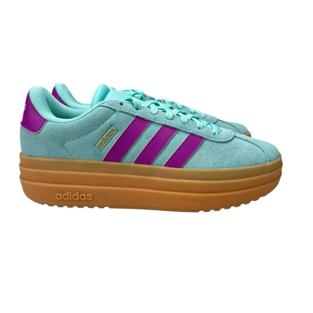 Adidas VL Court Bold J Flash Aqua Purple Gum Shoes JP5069 Youth Girls Sz 4.5-5.5 - Blue