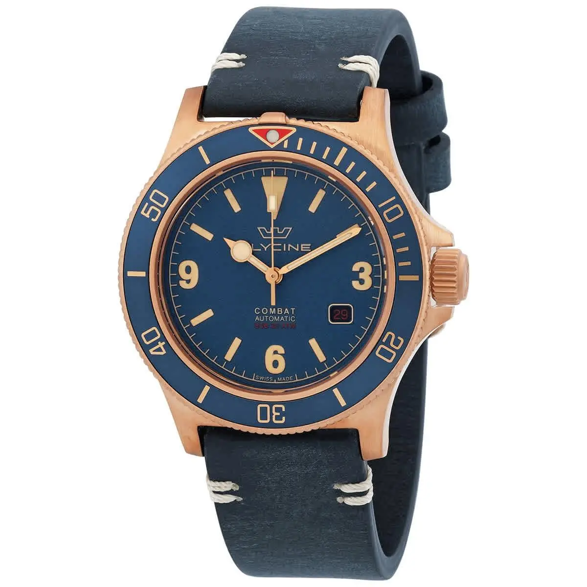 Glycine Combat Sub Bronze Automatic Blue Dial Men`s Watch GL0421