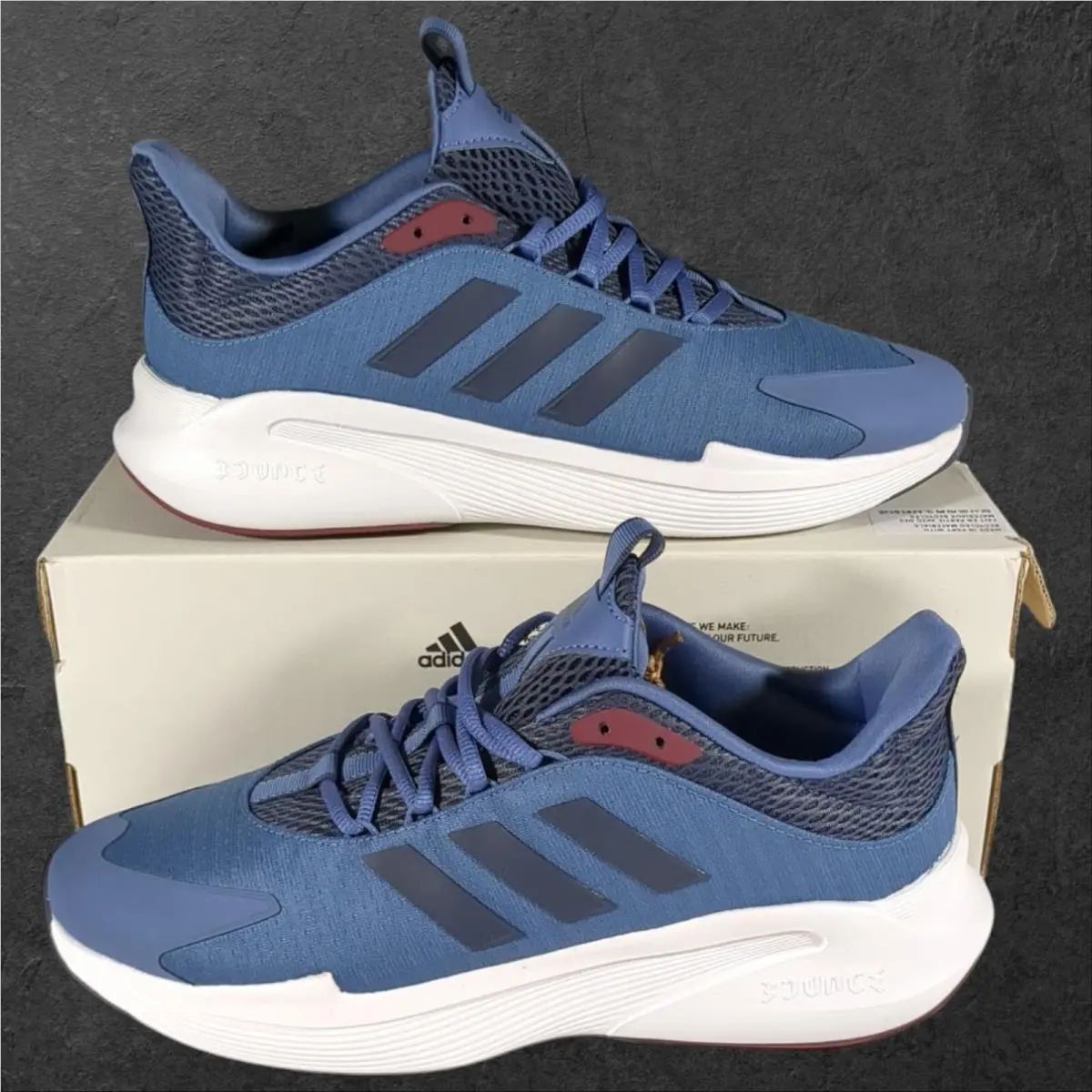 Adidas Alphaedge Plus Sneakers Men`s 9.5 Blue Navy Red Running Shoes IF7293