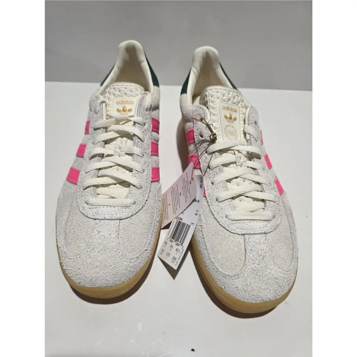 Adidas Gazelle Indoor Women`s Athletic Trainers Size 10 White/beige/pink
