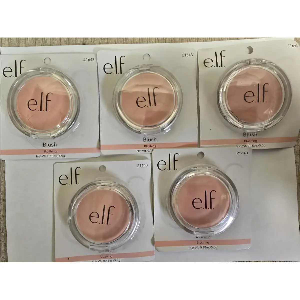 Lot of 5 E.l.f. Blush 21643 Blushing Pink Pressed Powder Blush .18 oz by e.l.f. Cosmetics