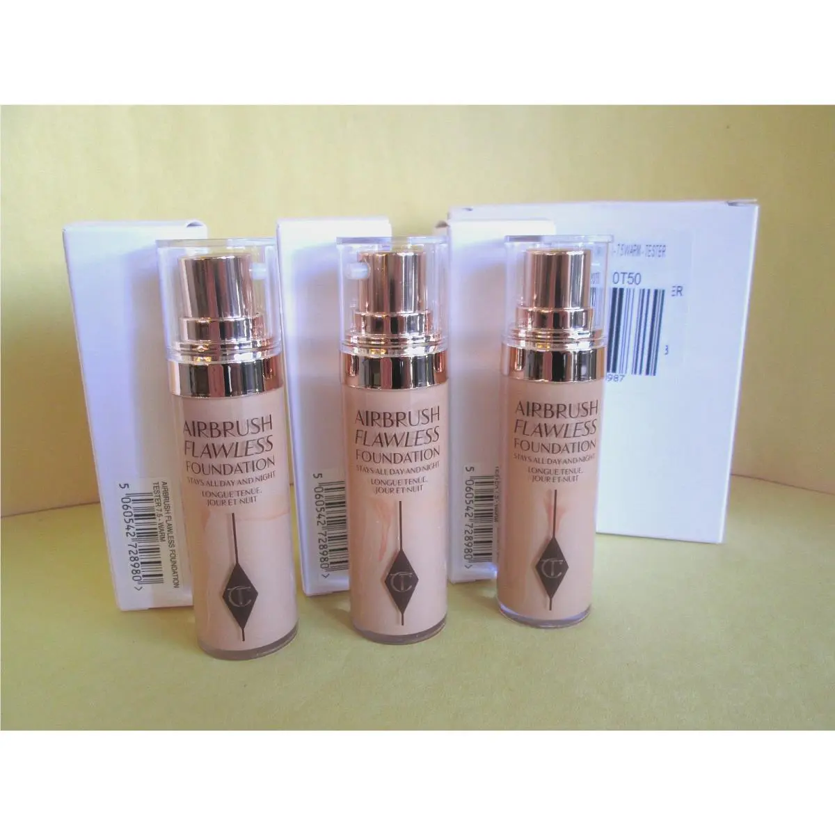 3 Set 7.5 Warm Airbrush Flawless Foundation Charlotte Tilbury 20ML 0.67OZ Each