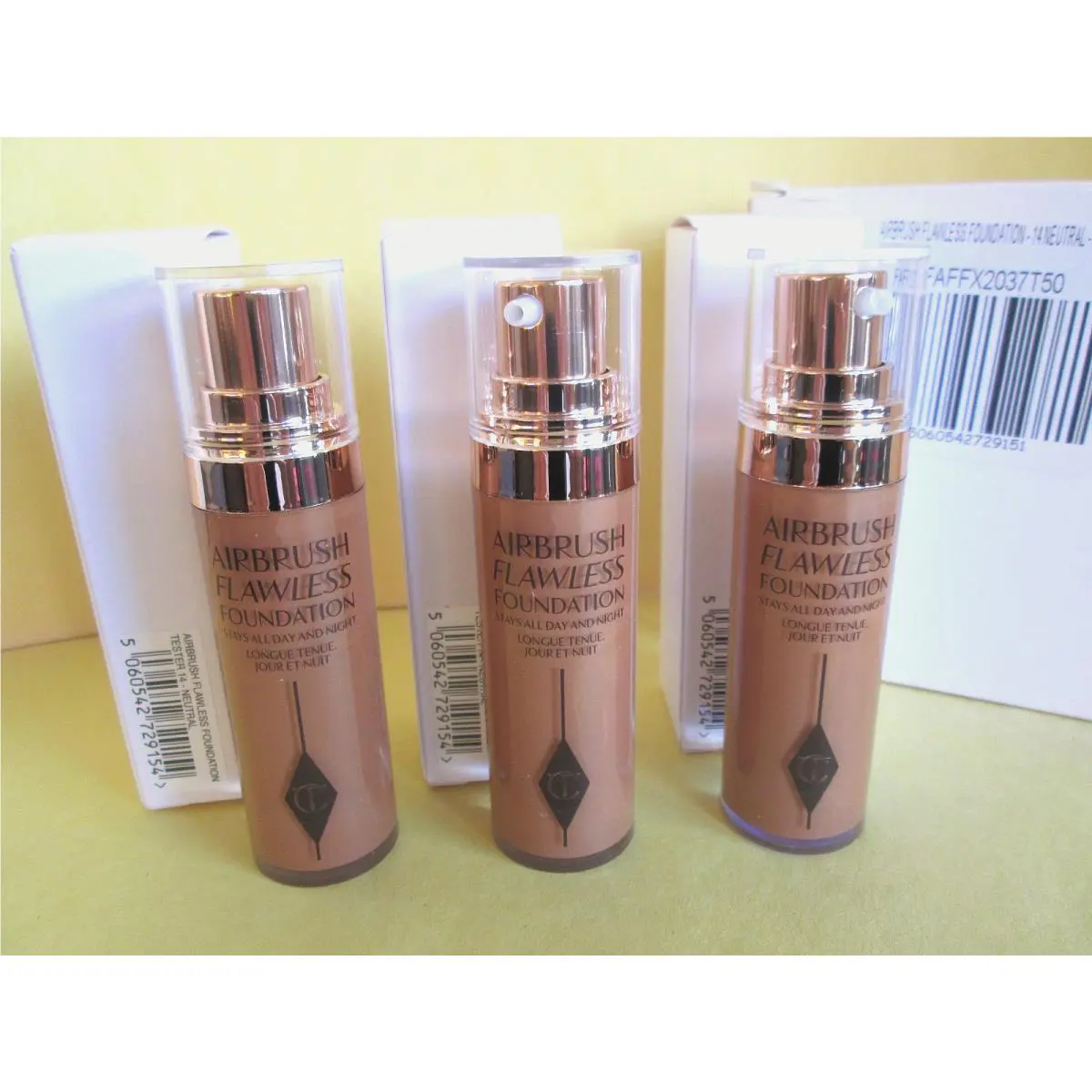 3 Set 14 Neutral Airbrush Flawless Foundation Charlotte Tilbury 20ML 0.67OZ Each