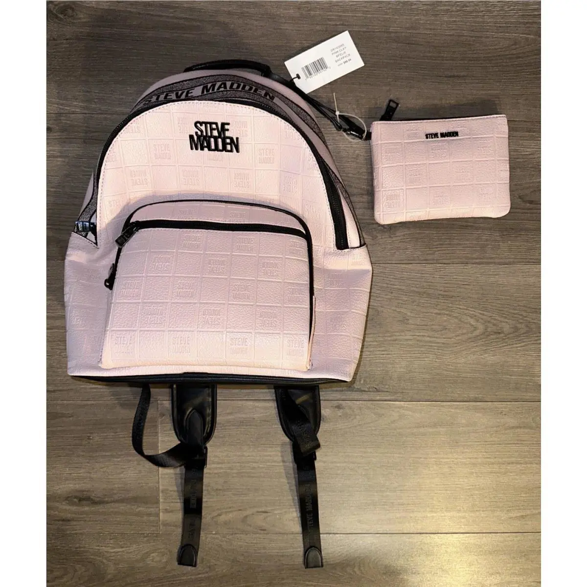 Steve Madden Leather Backpack and Wallet Set Pink All Over Print Logo
