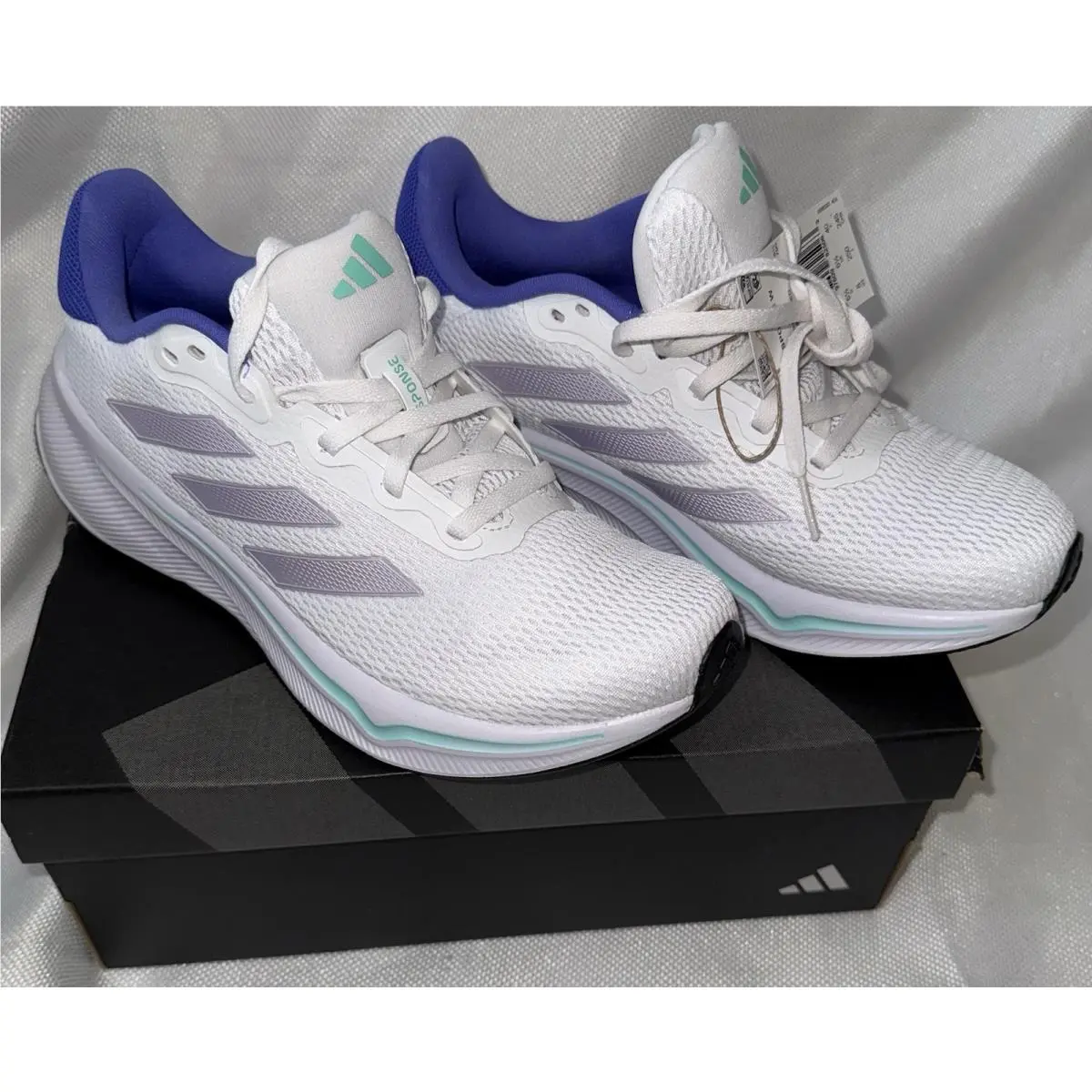 Adidas Response Size 8 Womens Running Shoes White Purple Aqua IH6017
